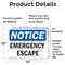 Signmission Emergency Escape, 14 in W x Rectangle, Vinyl Decal OS-2PACK-NS-D-1014-L-11787 - alternate 6
